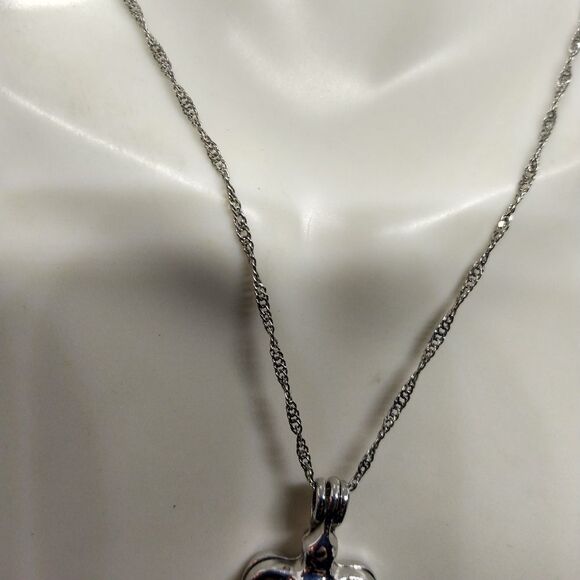 ❤️18k white gold plated sea turtle with authentic pearl caged pendant necklace - Picture 3 of 4